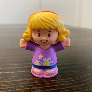 Fisher-Price Little People Girl Blonde Curls Purple Floral Top FHF34 Figure